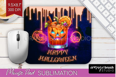 Neon Halloween Mouse Pad Sublimation - Cocktail Mousepad PNG