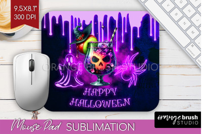 Neon Halloween Mouse Pad Sublimation - Cocktail Mousepad PNG