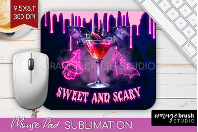 Neon Halloween Mouse Pad Sublimation - Cocktail Mousepad PNG