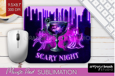 Neon Halloween Mouse Pad Sublimation - Cocktail Mousepad PNG