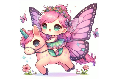 Fairy riding a butterfly