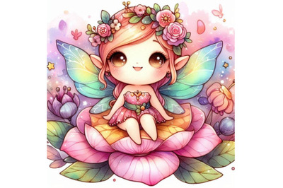 Fairy sitting on a flower petal