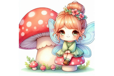 Fairy sitting on a mushroom