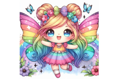 Fairy with rainbow-colored wings