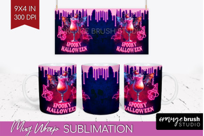 Neon Halloween Mug Wrap - Cocktail Mug Sublimation