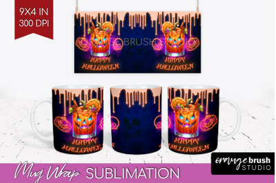 Neon Halloween Mug Wrap - Cocktail Mug Sublimation