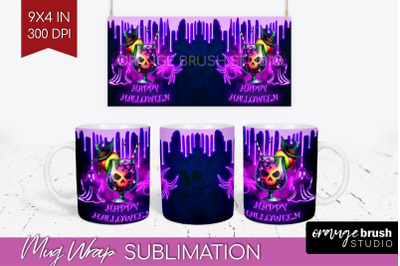 Neon Halloween Mug Wrap - Cocktail Mug Sublimation