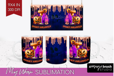 Neon Halloween Mug Wrap - Cocktail Mug Sublimation