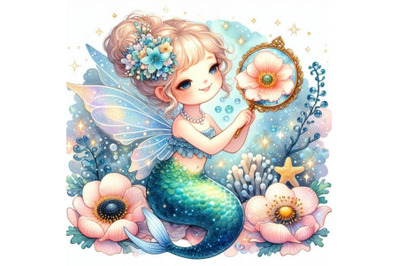 Mermaid hugging a shell