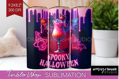 Neon Halloween Tumbler Wrap, Cocktail Tumbler Sublimation