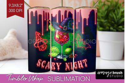 Neon Halloween Tumbler Wrap, Cocktail Tumbler Sublimation