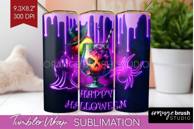 Neon Halloween Tumbler Wrap, Cocktail Tumbler Sublimation