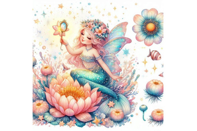 Mermaid with fairy wings