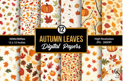 Autumn Fall Leaves Digital Papers