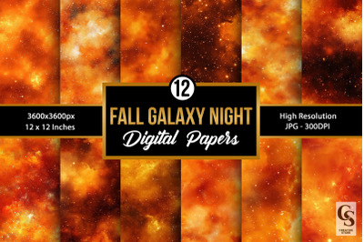 Fall Autumn Galaxy Night Digital Papers