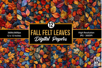 Fall Felt Leaves Seamless Patterns