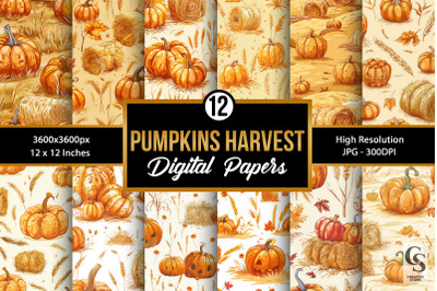 Fall Pumpkins Harvest Seamless Patterns