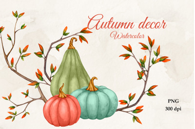 Autumn decor. Watercolor sublimation. Clipart. PNG