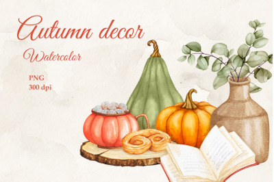 Autumn decor. Watercolor sublimation. Clipart. PNG