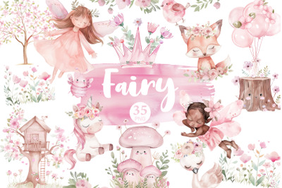 Fairy Clipart Bundle | Baby Shower Graphics Set