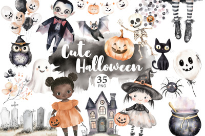 Cute Halloween Clipart Set | Spooky Kids PNG Bundle