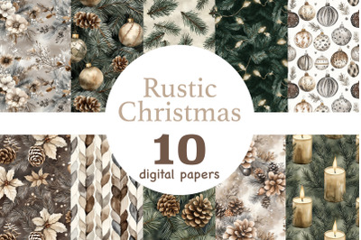 Rustic Christmas Digital Papers | Xmas Patterns