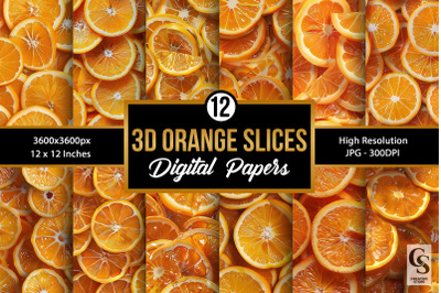 Orange 3D Slices Seamless Patterns