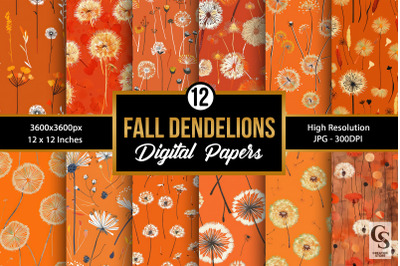 Fall Dandelions Seamless Patterns