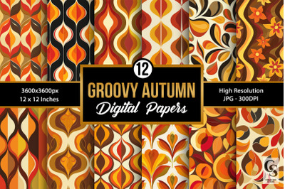 Autumn Groovy Seamless Patterns