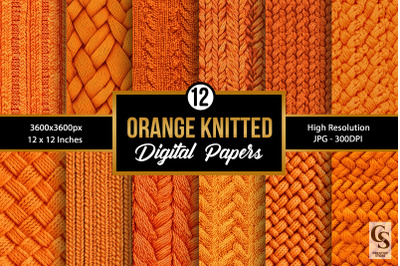 Orange Woven Knitted Digital Papers