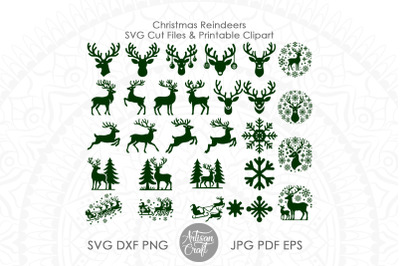 Christmas reindeer SVG, cut files, reindeer silhouette SVG