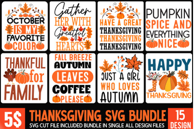 Thanksgiving SVG Bundle,Autumn SVG Bundle,Fall Sublimation Bundle PNG