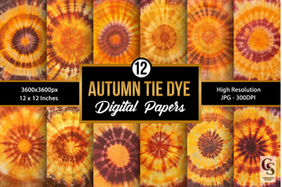 Autumn Tie Dye Digital Paper Backgrounds