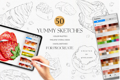 Yummy Sketches &amp; Color Palettes for Procreate