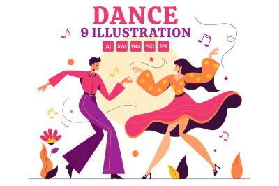 9 Dancer Performing Illustration