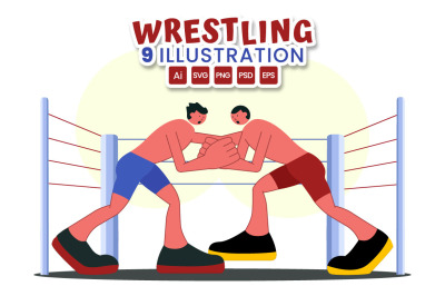 9 Wrestling Sport Illustration