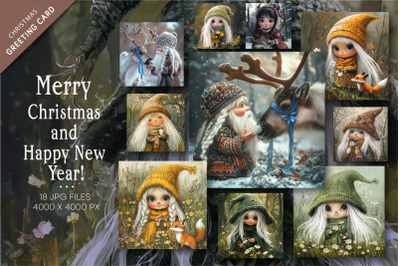 Cute Christmas Gnomes. Postcards.