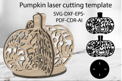 3d Pumpkin SVG laser cutting template, Thanksgiving Day