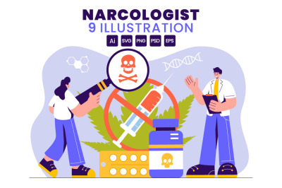 9 Narcologist Vector Illustration