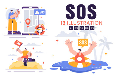 13 SOS Message Emergency Illustration