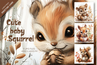 Cute baby squirrel. Animal Clipart.