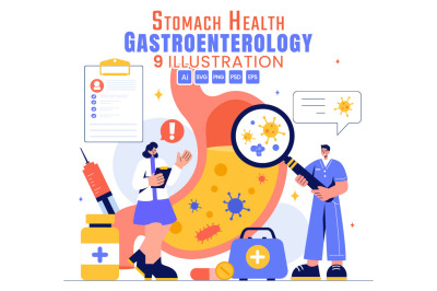 9 Stomach Health Gastroenterology Illustration