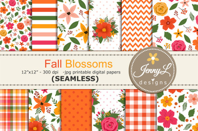 FALL Floral SEAMLESS Printable Digital Papers