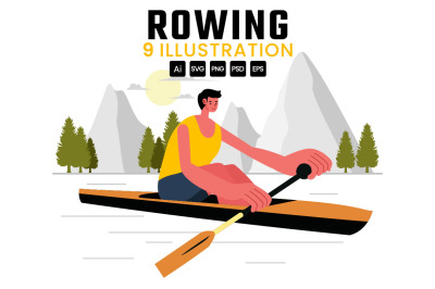 9 Rowing Sport Illustration