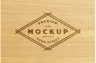 Logo Mockup Engraved Wood