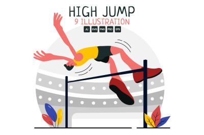 9 High Jump Sport Illustration