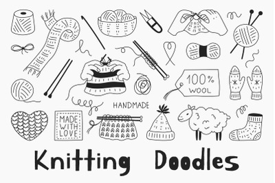 Knitting Doodles PNG Clipart