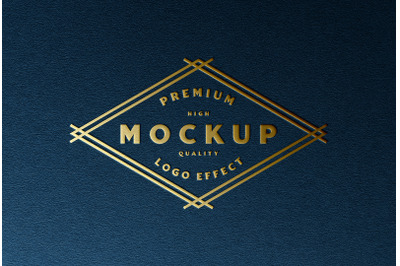 Luxury Gold Logo Mockup Blue Paper