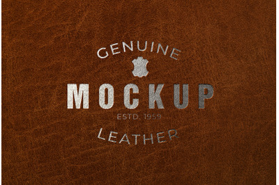 Silver Foil Logo Mockup on Leather