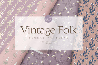 Vintage Folk Floral Patterns 01